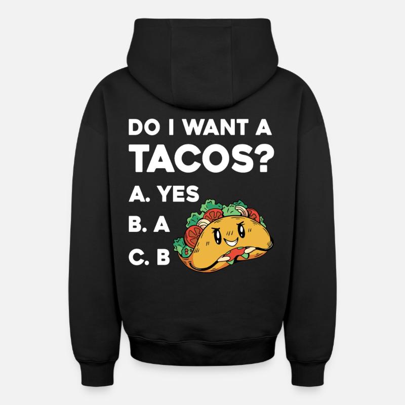 Taco Frage: Ja Oder Nein - Sweat à capuche unisexe zippé oversize épais SPREAD - noir