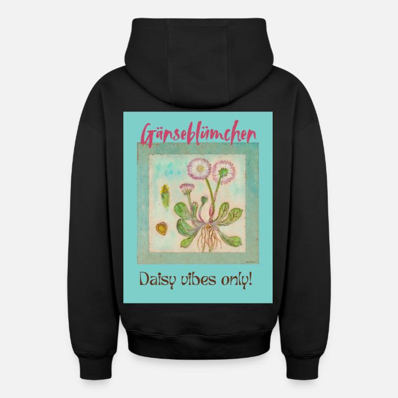 Daisy Vibes - Sweat à capuche unisexe zippé oversize épais SPREAD - noir