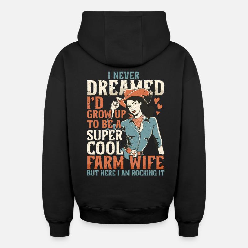 Épouse d’une mère fermière - Sweat à capuche unisexe zippé oversize épais SPREAD - noir