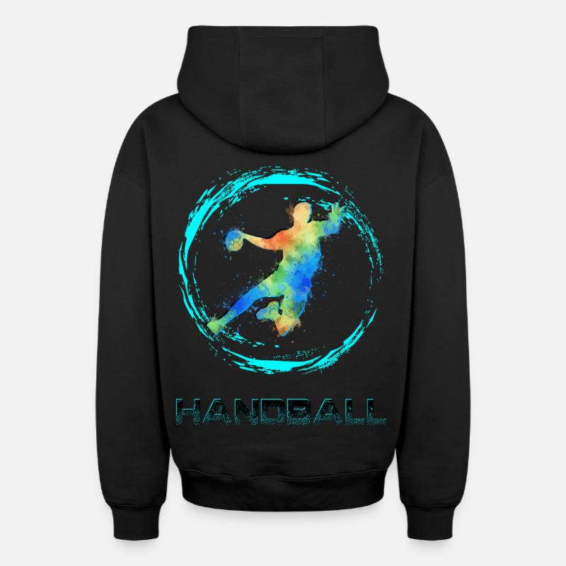 Handball Sprungrbener - Sweat à capuche unisexe zippé oversize épais SPREAD - noir