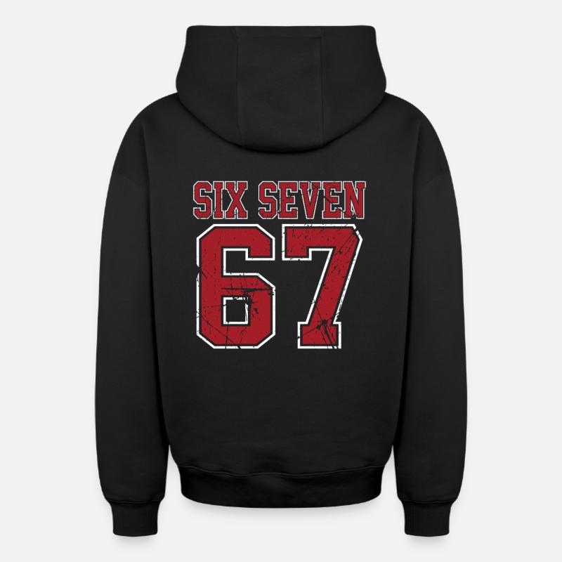 67 Six Seven 6-7 - Sweat à capuche unisexe zippé oversize épais SPREAD - noir
