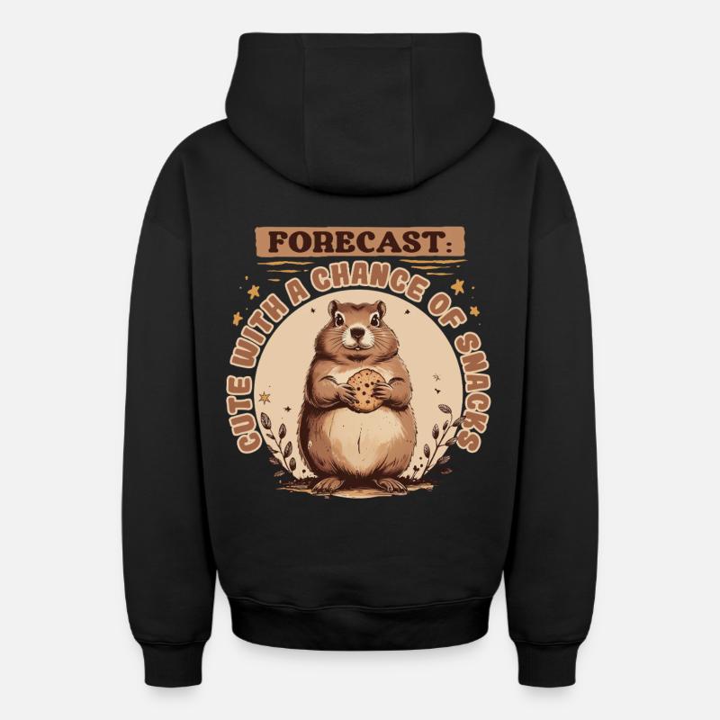 Marmotte du Jour sans fin - Sweat à capuche unisexe zippé oversize épais SPREAD - noir