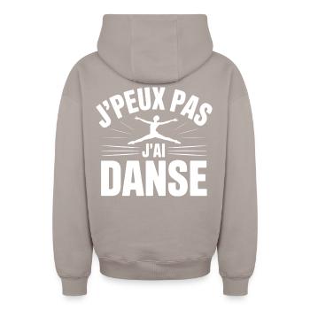 Ich kann nicht, ich habe Tanz - Oversized Heavyweight Unisex Zip Hoodie - Taupe - Hinten - AI Model Male 178 light (178cm)