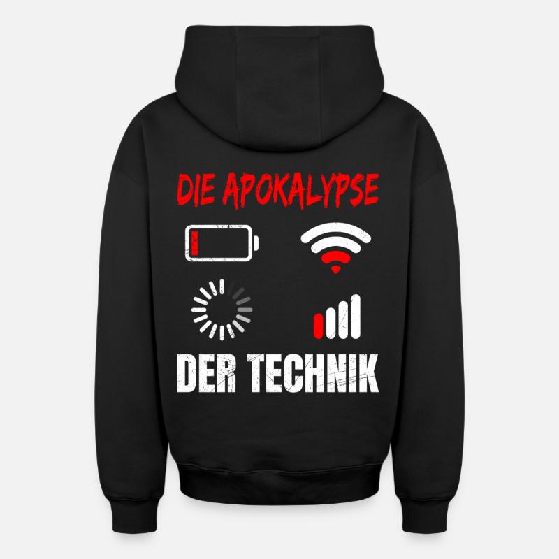 Coder L’APOCALYPSE DE LA TECHNOLOGIE DRÔLE - Sweat à capuche unisexe zippé oversize épais SPREAD - noir