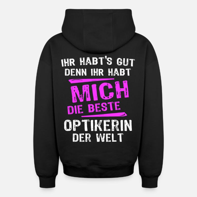 Opticien Spruch - Sweat à capuche unisexe zippé oversize épais SPREAD - noir