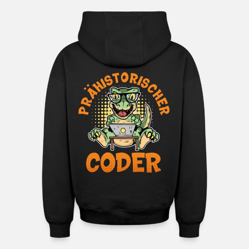 Coding PRÄHISTORISCHER CODER Lustiges - Oversized Heavyweight Unisex Zip Hoodie - Schwarz