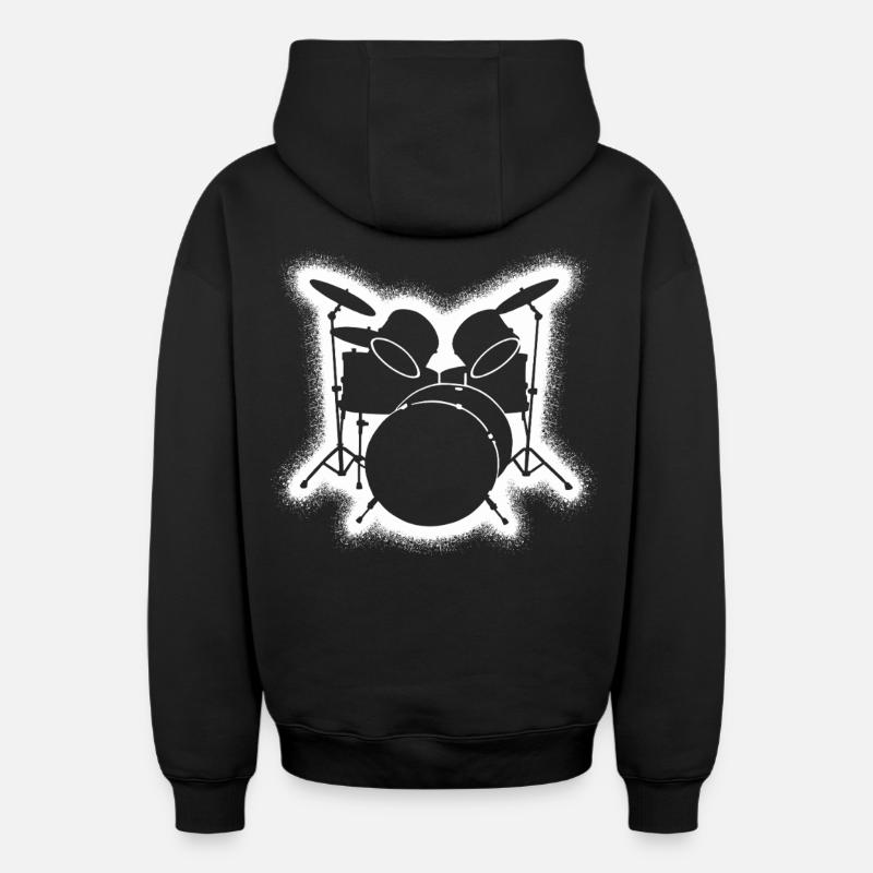Tambours Batteurs Batteurs - Sweat à capuche unisexe zippé oversize épais SPREAD - noir