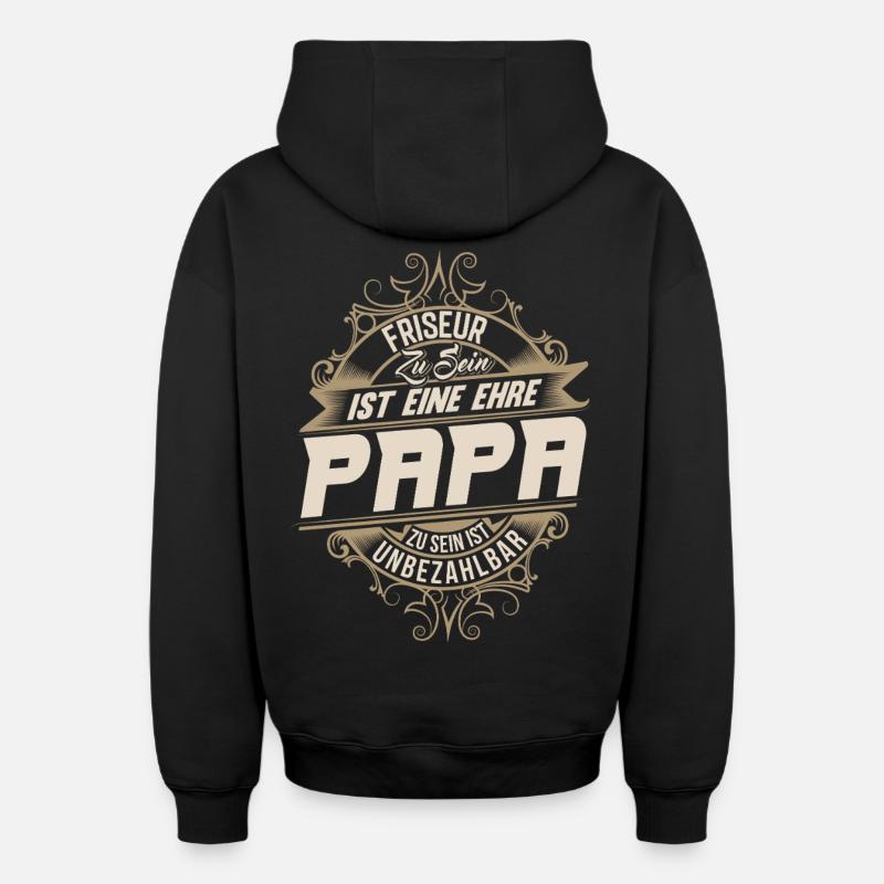 Papa coiffeur - Sweat à capuche unisexe zippé oversize épais SPREAD - noir