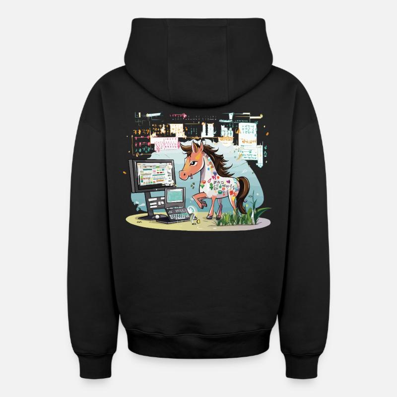 Digital Graffiti Pony - Sweat à capuche unisexe zippé oversize épais SPREAD - noir