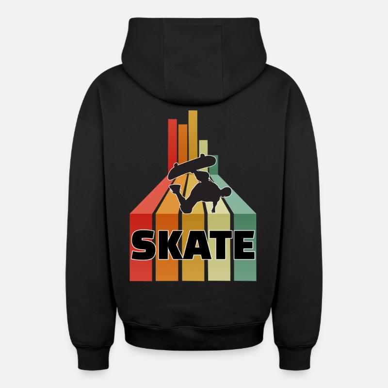 Skateboard Skate - Sweat à capuche unisexe zippé oversize épais SPREAD - noir
