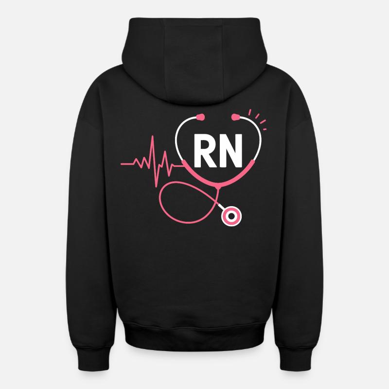 Stéthoscope à battement cardiaque RN - Sweat à capuche unisexe zippé oversize épais SPREAD - noir