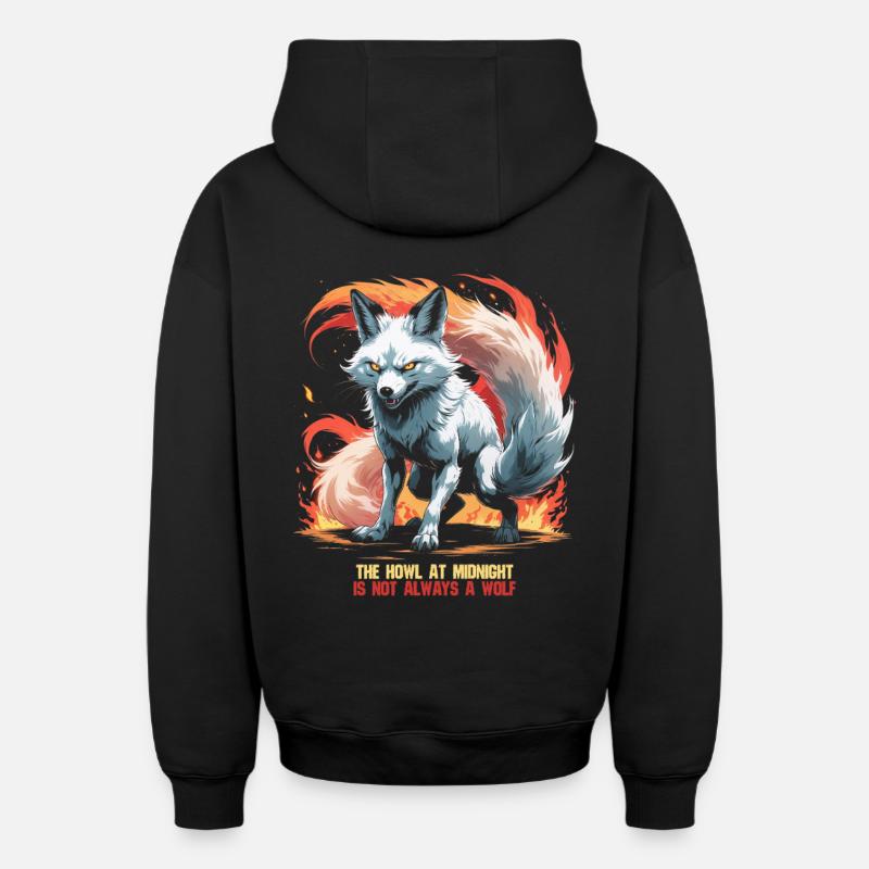 Créatures mythologiques kitsune - Sweat à capuche unisexe zippé oversize épais SPREAD - noir