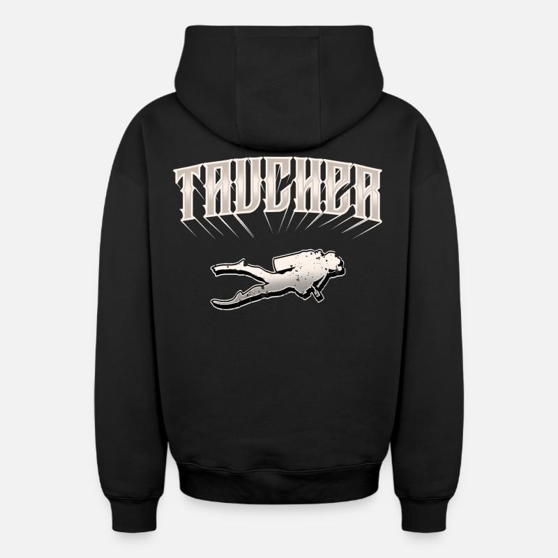 Plongeurs - Sweat à capuche unisexe zippé oversize épais SPREAD - noir