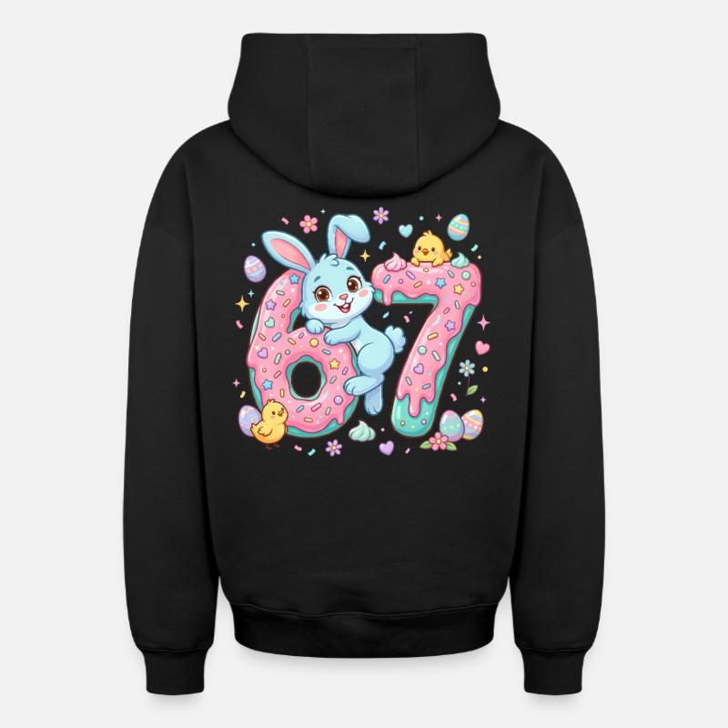 67 Pâques - Sweat à capuche unisexe zippé oversize épais SPREAD - noir