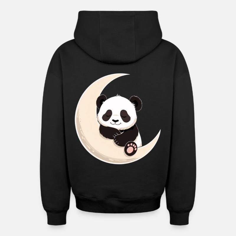 Câlins de Panda Moon - Sweat à capuche unisexe zippé oversize épais SPREAD - noir