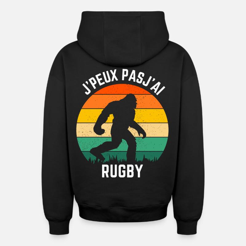 Sasquatch Rugby Retro Soleil - Sweat à capuche unisexe zippé oversize épais SPREAD - noir