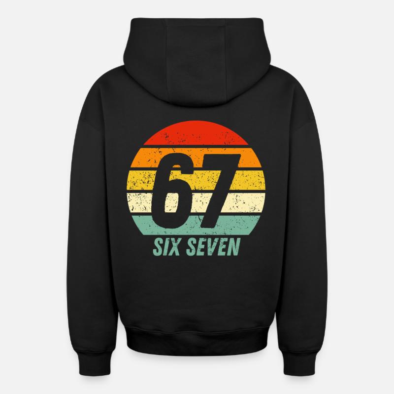 67 Six Sept - Sweat à capuche unisexe zippé oversize épais SPREAD - noir