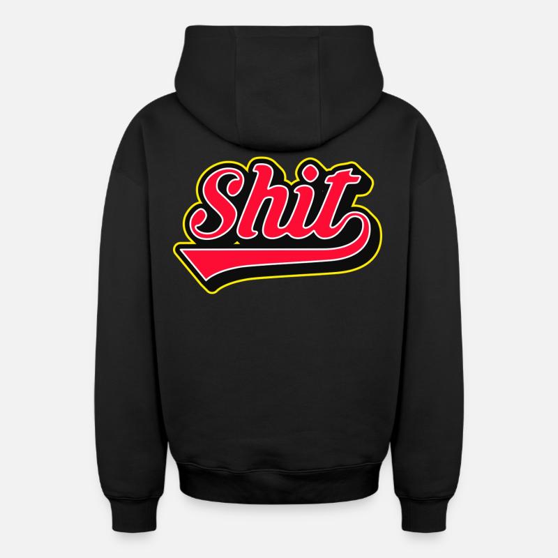 Shit Word Script Logo - Oversized Heavyweight Unisex Zip Hoodie - Schwarz