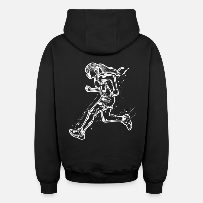 Sketch du coureur - Sweat à capuche unisexe zippé oversize épais SPREAD - noir