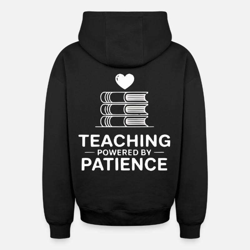 Enseigner par la patience - Sweat à capuche unisexe zippé oversize épais SPREAD - noir