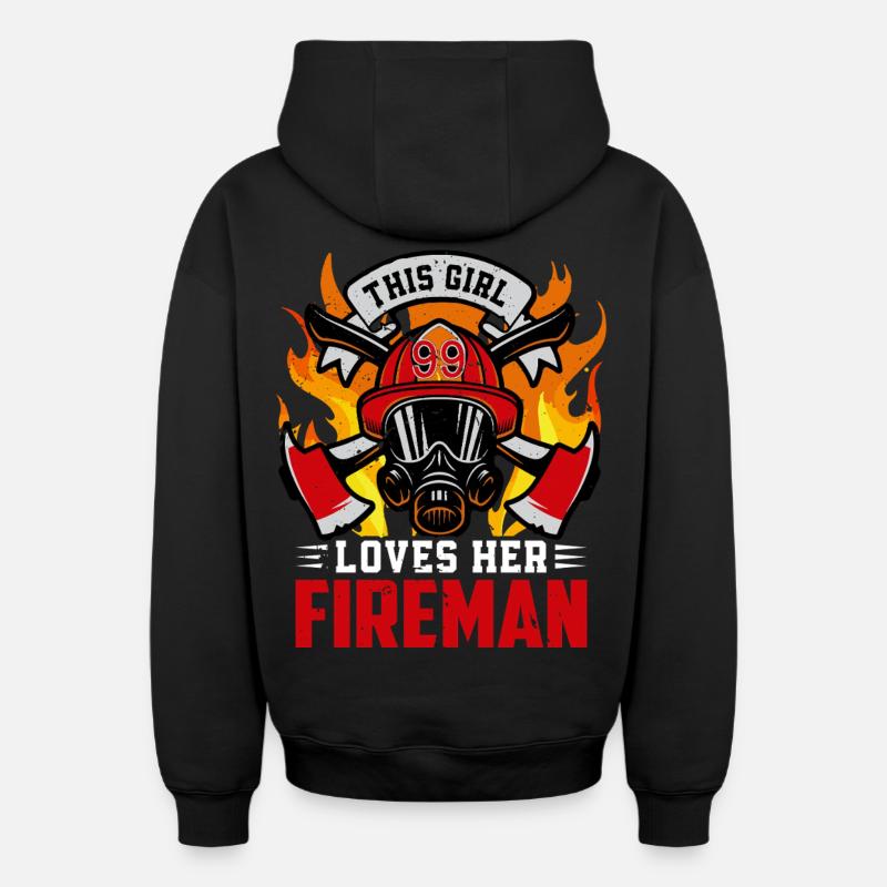 Pompiers - Sweat à capuche unisexe zippé oversize épais SPREAD - noir