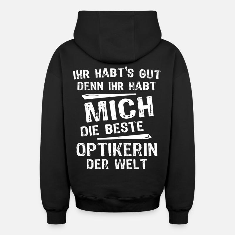 opticien - Sweat à capuche unisexe zippé oversize épais SPREAD - noir