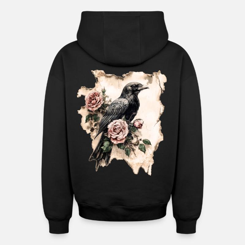 Corbeau - Sweat à capuche unisexe zippé oversize épais SPREAD - noir