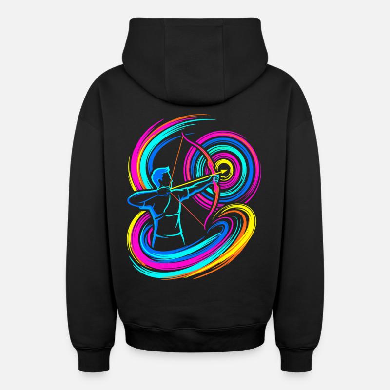archerie - Sweat à capuche unisexe zippé oversize épais SPREAD - noir