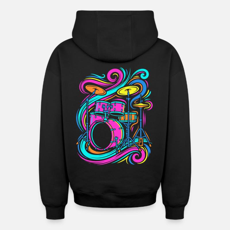 percussion - Sweat à capuche unisexe zippé oversize épais SPREAD - noir