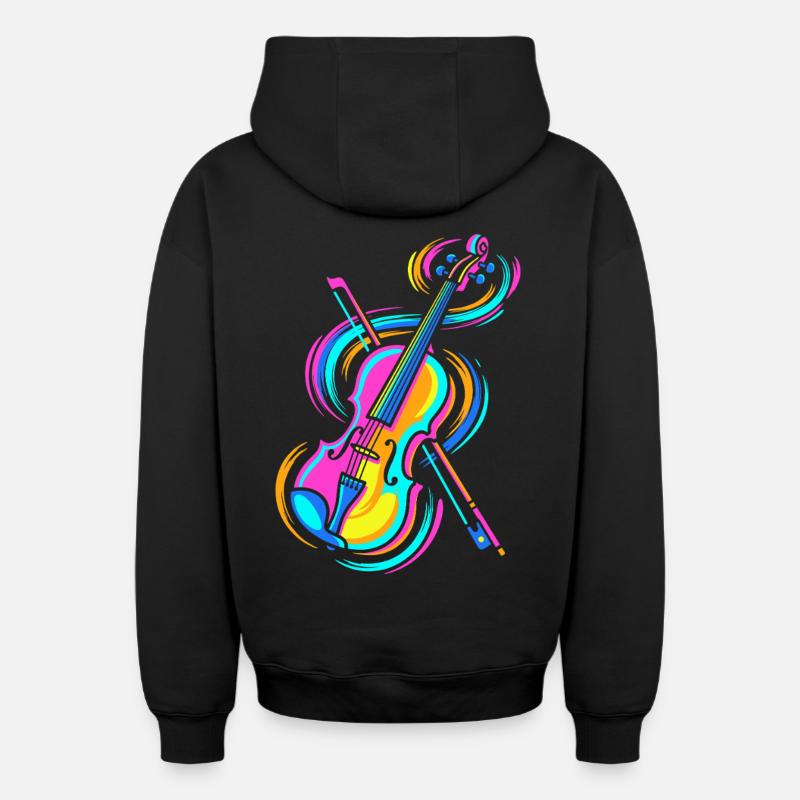 violon - Sweat à capuche unisexe zippé oversize épais SPREAD - noir