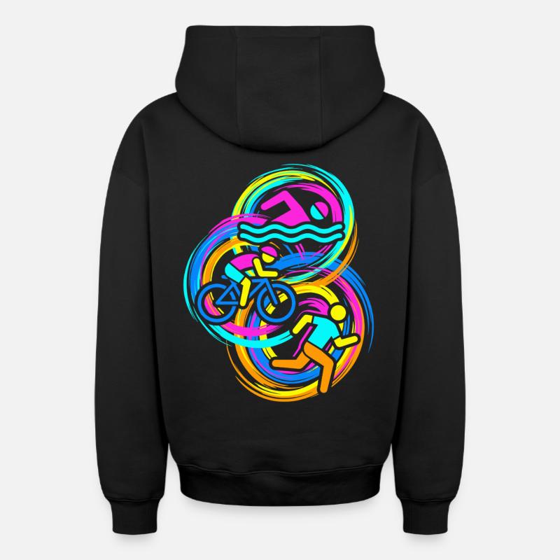 Triathlon - Sweat à capuche unisexe zippé oversize épais SPREAD - noir