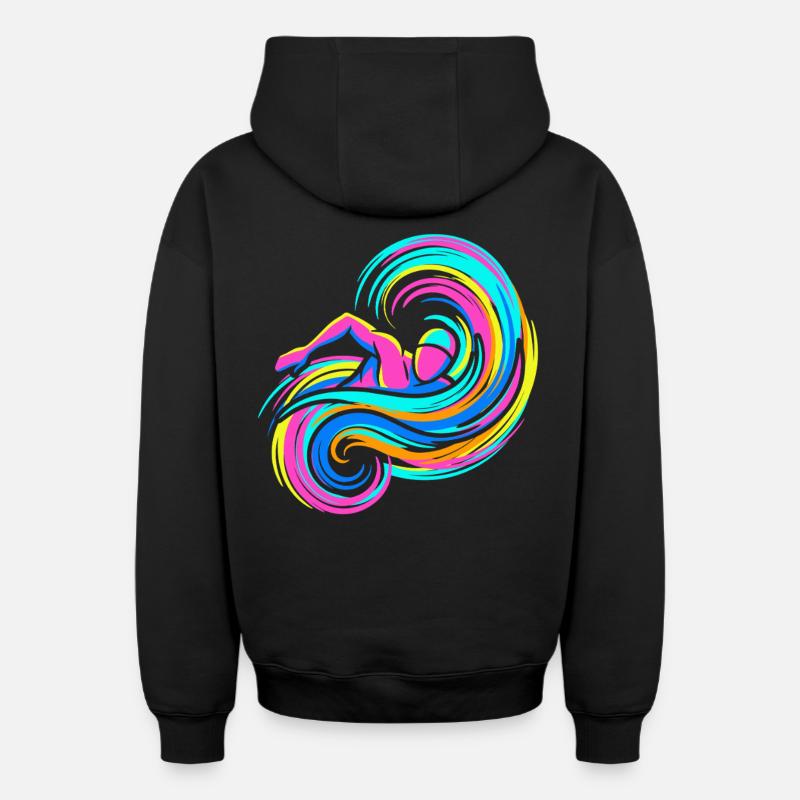 Nageur - Sweat à capuche unisexe zippé oversize épais SPREAD - noir