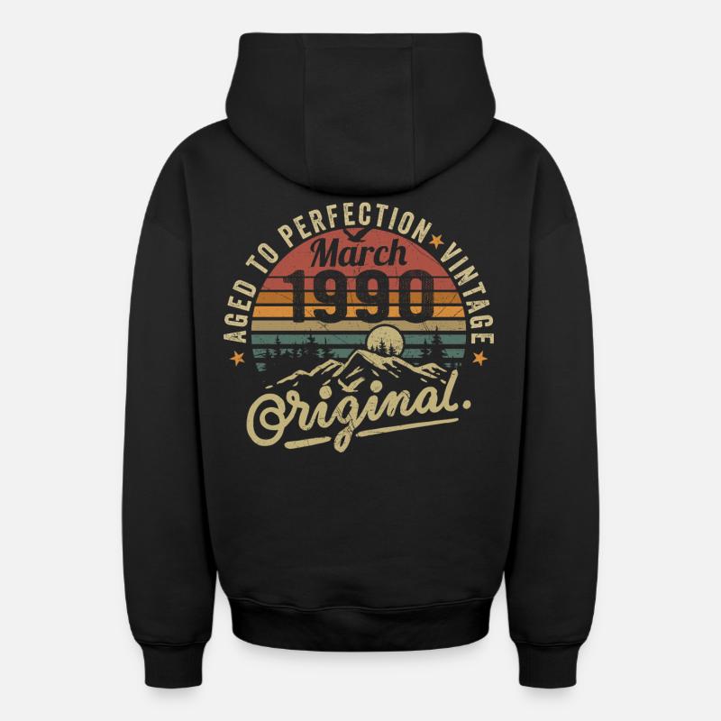 Mars 1990 - Sweat à capuche unisexe zippé oversize épais SPREAD - noir