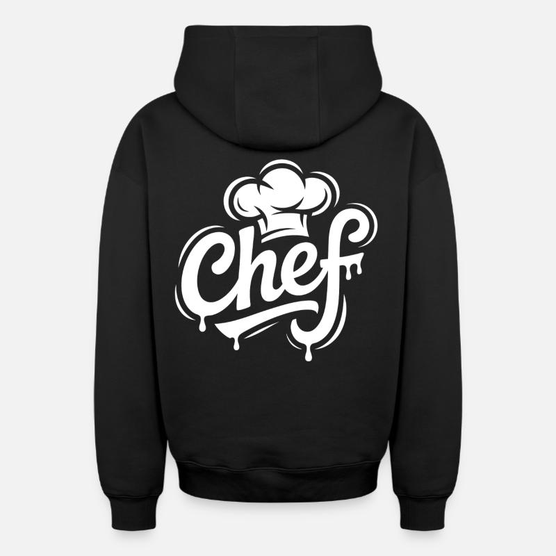 Lettrage du logo du chef - Sweat à capuche unisexe zippé oversize épais SPREAD - noir