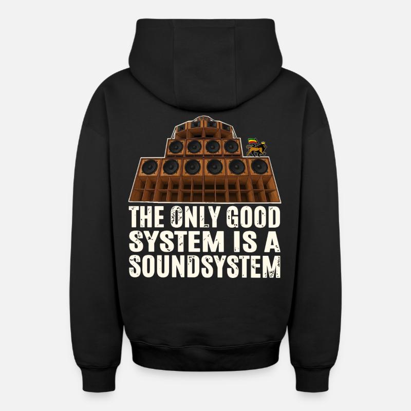 Sound System Reggae - Sweat à capuche unisexe zippé oversize épais SPREAD - noir