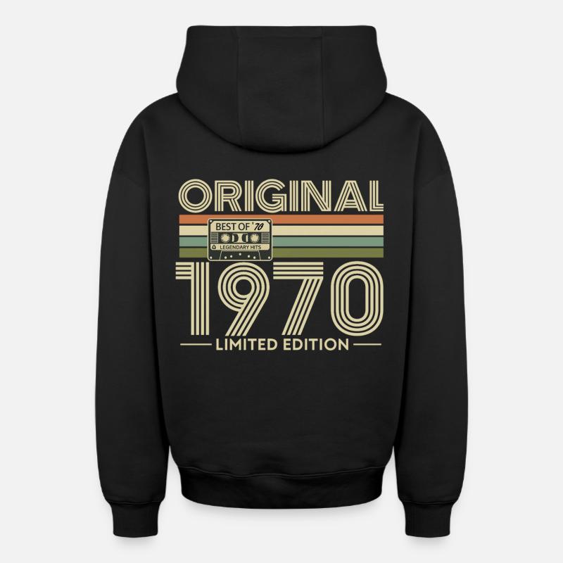 Original 1970 Retro Edition - Sweat à capuche unisexe zippé oversize épais SPREAD - noir