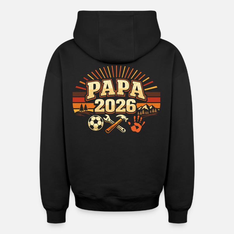 Papa 2026 - Sweat à capuche unisexe zippé oversize épais SPREAD - noir
