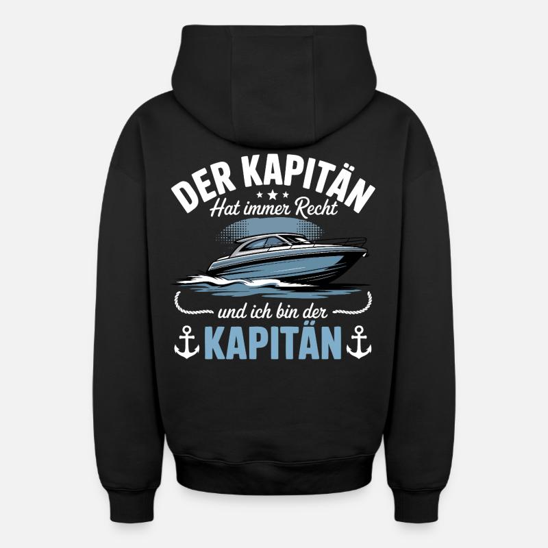 Capitaine de bateau, permis de bateau - Sweat à capuche unisexe zippé oversize épais SPREAD - noir