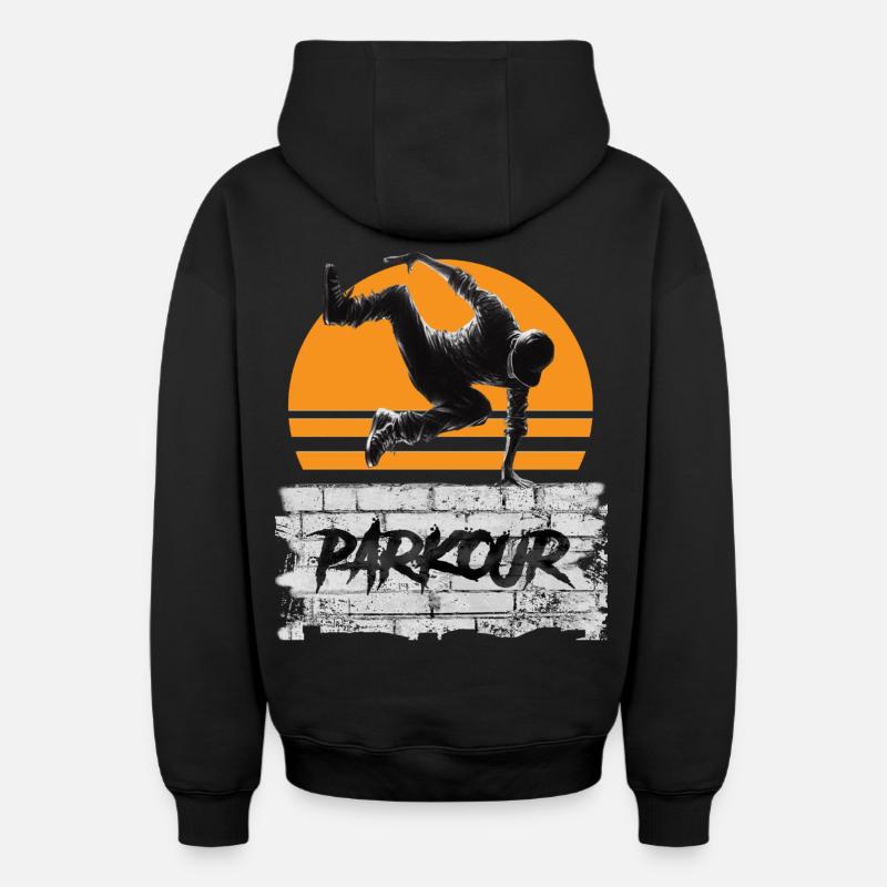 Parkour - Sweat à capuche unisexe zippé oversize épais SPREAD - noir