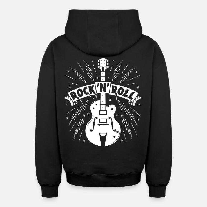 Bannière Rock’N’Roll avec guitare - Sweat à capuche unisexe zippé oversize épais SPREAD - noir