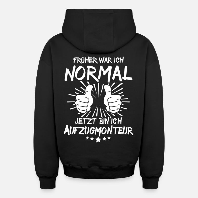 Technicien en ascenseurs - Sweat à capuche unisexe zippé oversize épais SPREAD - noir