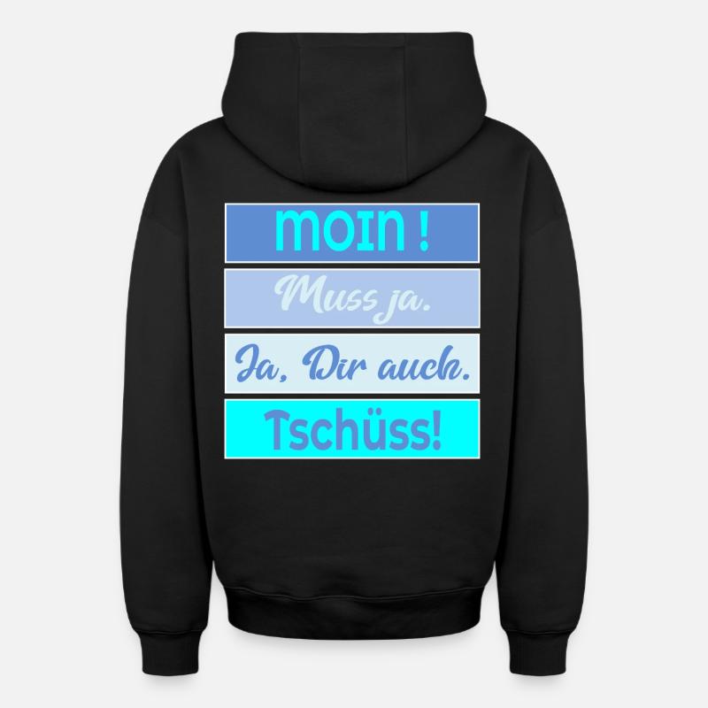 Chat Moin Bye - Sweat à capuche unisexe zippé oversize épais SPREAD - noir