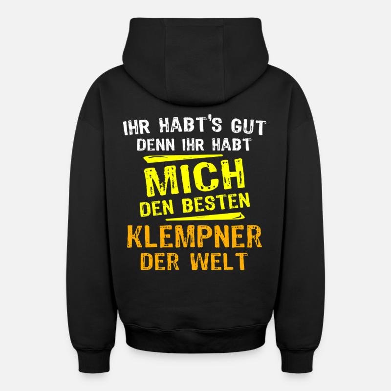 Cadeau plombier - Sweat à capuche unisexe zippé oversize épais SPREAD - noir