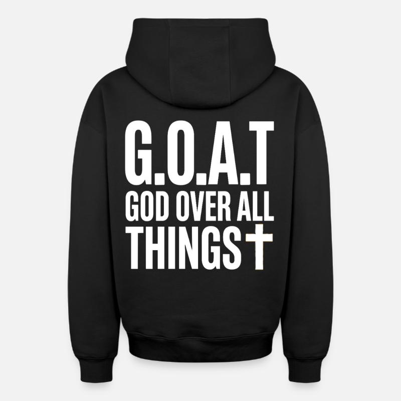 G.O.A.T Dieu Sur Toute Croix - Sweat à capuche unisexe zippé oversize épais SPREAD - noir
