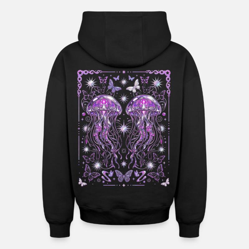 Graphique esthétique de méduse Y2K - Sweat à capuche unisexe zippé oversize épais SPREAD - noir