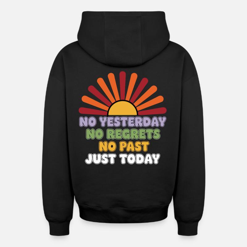 Aucun regret juste aujourd’hui - Sweat à capuche unisexe zippé oversize épais SPREAD - noir