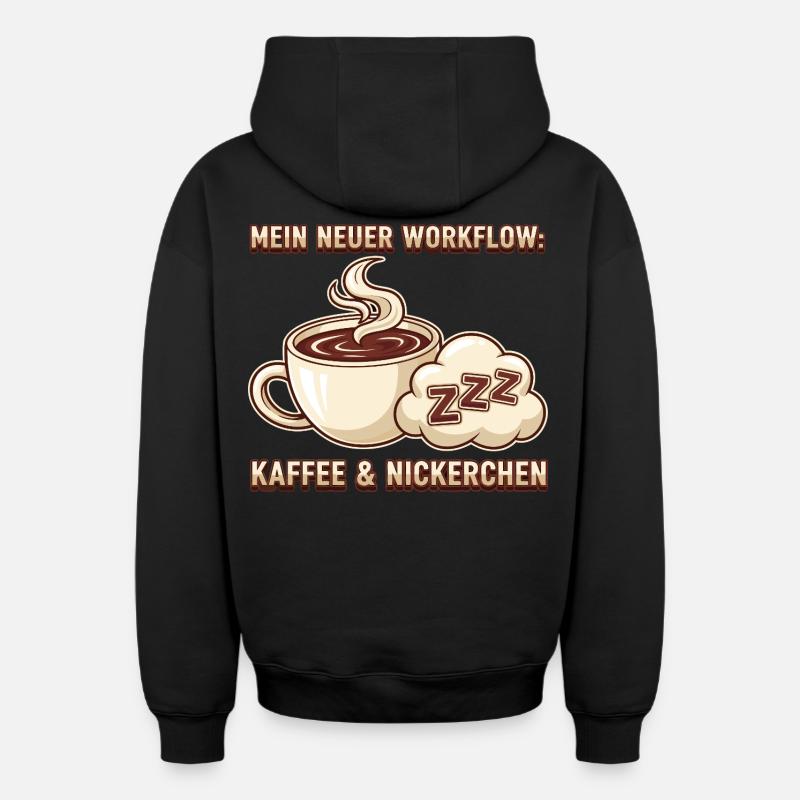 Kaffee Nickerchen Workflow - Oversized Heavyweight Unisex Zip Hoodie - Schwarz