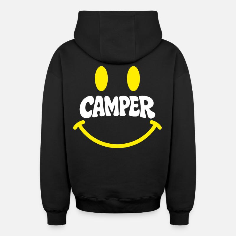 Campersmile - Sweat à capuche unisexe zippé oversize épais SPREAD - noir