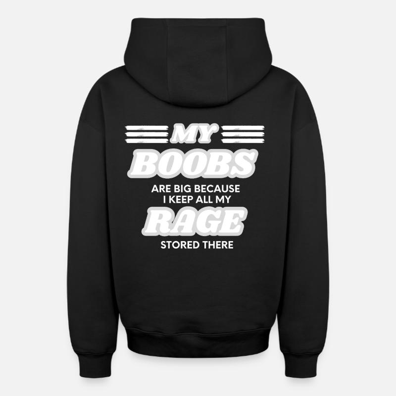 Gros seins - Sweat à capuche unisexe zippé oversize épais SPREAD - noir
