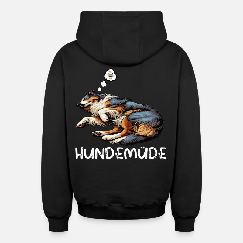 Hundemüde Australian Shepherd Aussie Aussiehalter - Oversized Heavyweight Unisex Zip Hoodie - Schwarz